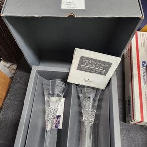 Waterford Crystal Millennium Collection Toasting Flutes Year 2000 box not great.